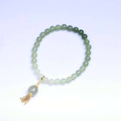 Buddha Stones 925 Sterling Silver Hetian Jade Beaded Wealth Charm Bracelet Bracelet BS 7
