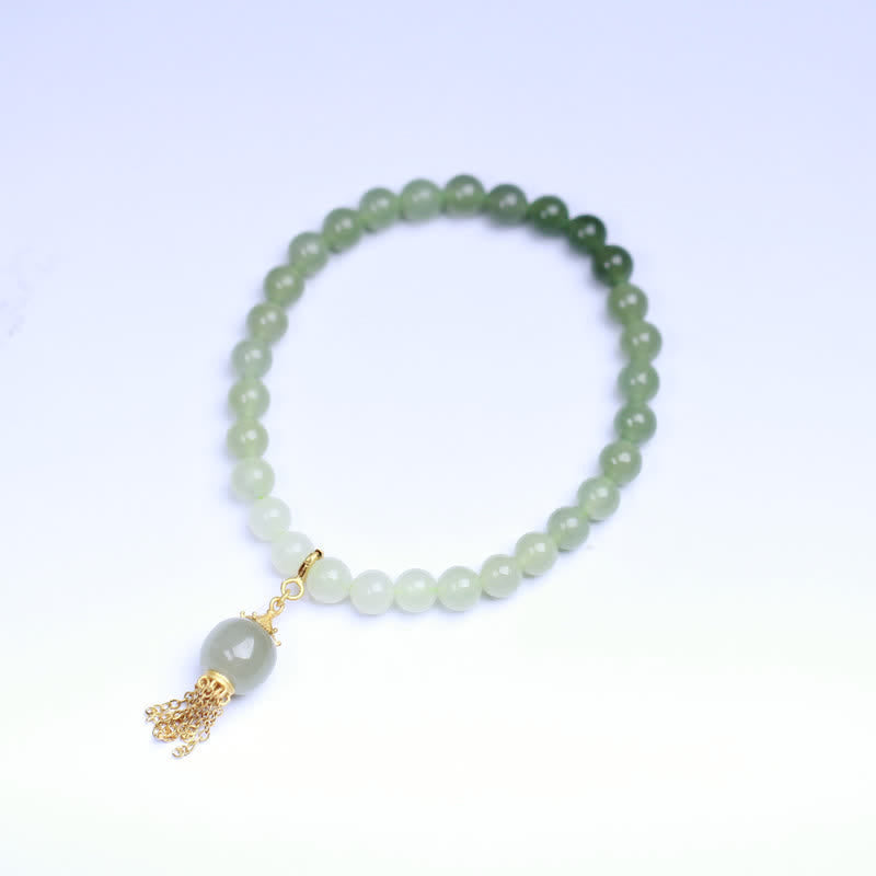 Buddha Stones 925 Sterling Silver Hetian Jade Beaded Wealth Charm Bracelet Bracelet BS 7
