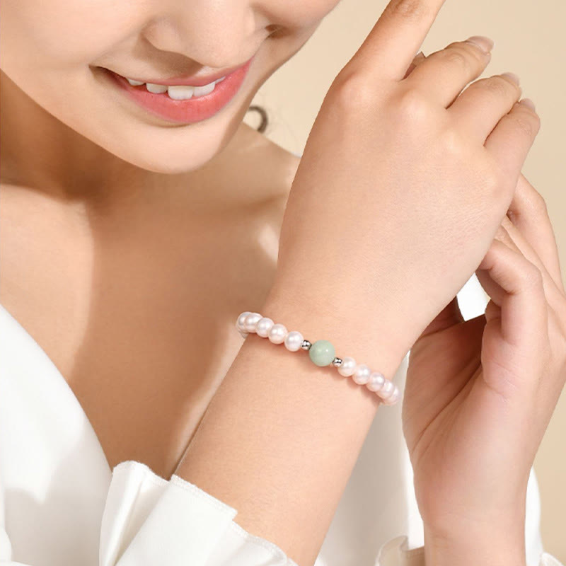 Buddha Stones 925 Sterling Silver Natural Pearl Jade Healing Necklace Bracelet Earrings With Gift Box Bracelet Necklaces & Pendants BS 7