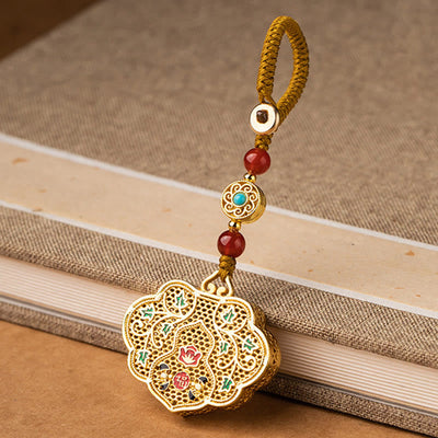 Buddha Stones Lock of Good Wishes Fu Character Luck Blessing Key Chain Key Chain BS 7