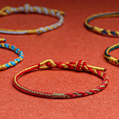 Buddha Stones Handmade Chinese Zodiac Rabbit Rooster Rat Horse Dragon Protection Braid String Bracelet Bracelet BS 7