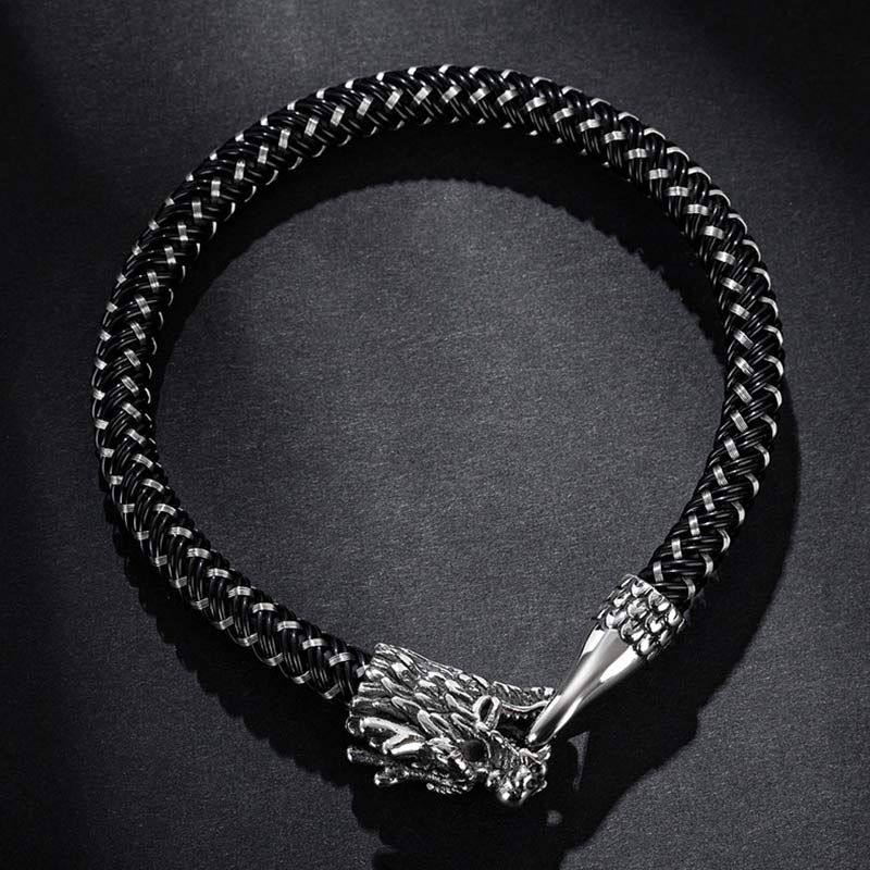 Buddha Stones Dragon Titanium Steel Protection Luck Bracelet Bracelet BS 6