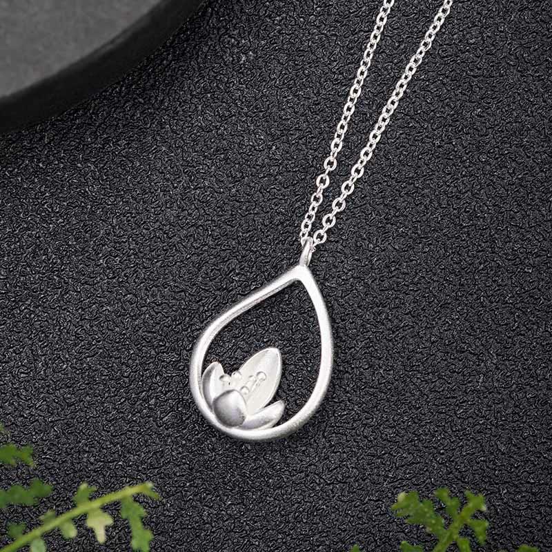 Buddha Stones 925 Sterling Silver Lotus Flower Floral Enlightenment Necklace Pendant Necklaces & Pendants BS 1