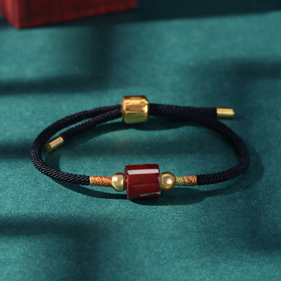 Buddha Stones Tibet Handmade Green Aventurine Red Stone Malachite Luck Protection Braided Rope Bracelet Bracelet BS Red Stone Black(Wrist Circumference 14-20cm)