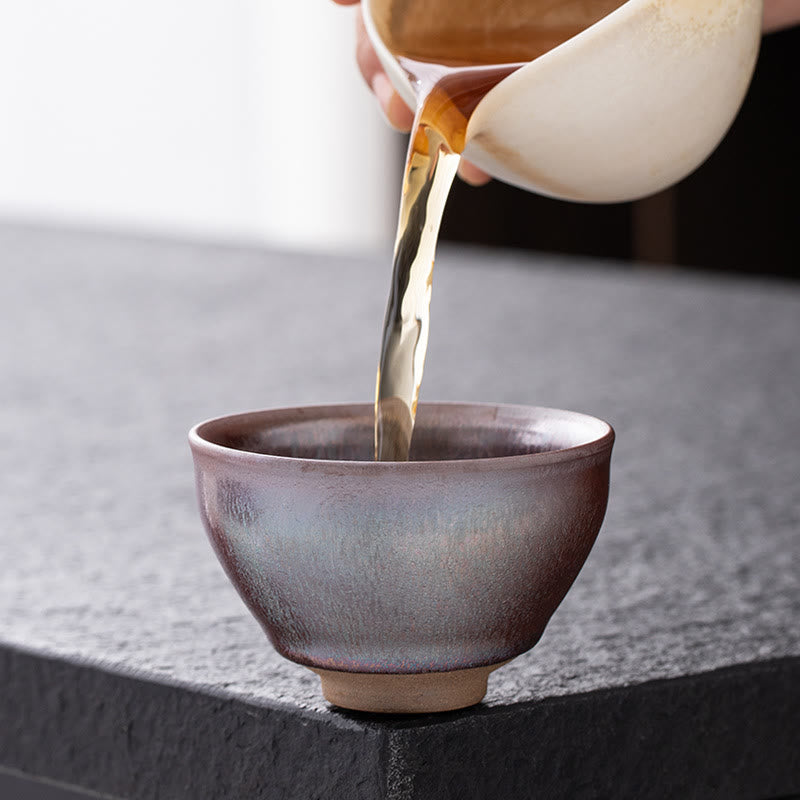 Buddha Stones Chinese Pink Gold Jianzhan Porcelain Teacup Kung Fu Tea Cup Jian Zhan Tea Cup BS 5