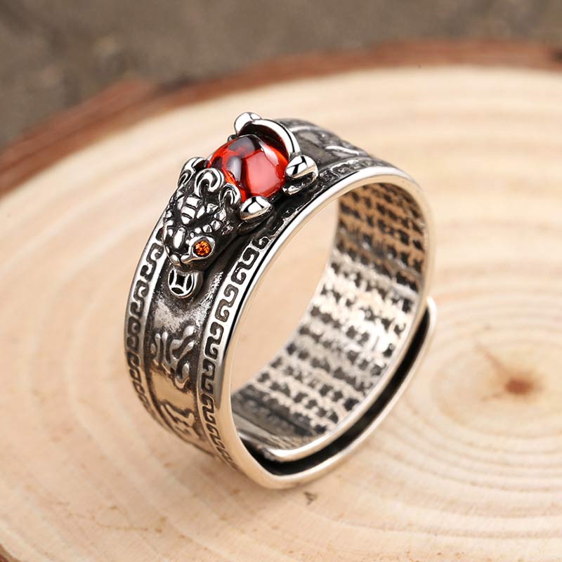 Buddha Stones Red Agate PiXiu Wealth Ring Rings BS 2