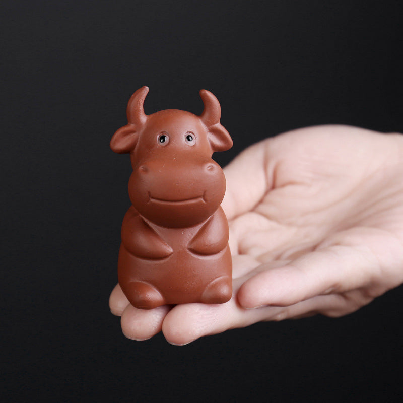 Buddha Stones Chinese Zodiac Purple Clay Wealth Ceramic Tea Pet Home Figurine Decoration Decorations BS 6