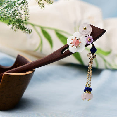 Buddha Stones Red Sandalwood Pink Crystal Charm Healing Hairpin Decorations Hairpin BS 4