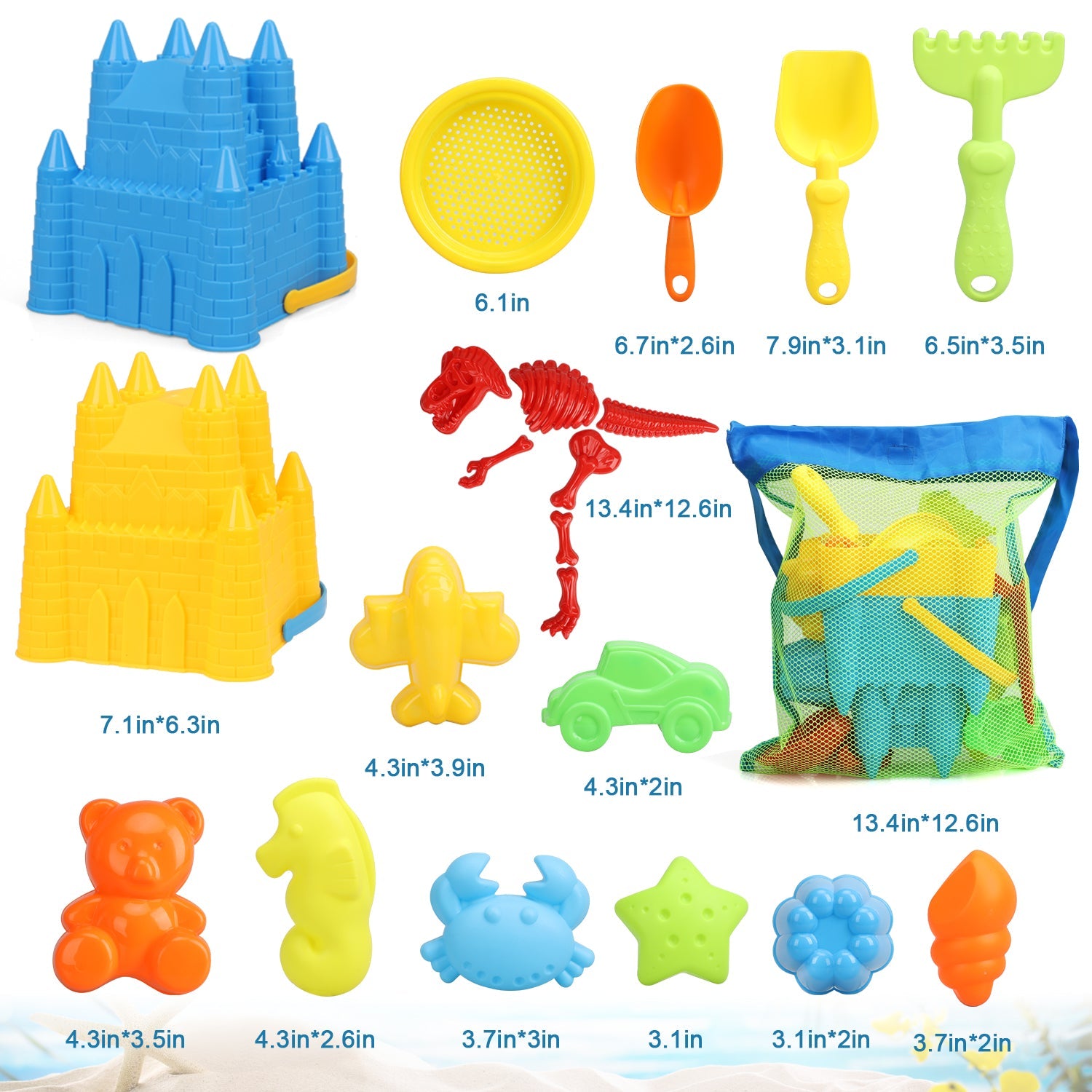 Fidtoy Beach Toy Set for Kids 3-10 with Buckets and Molds