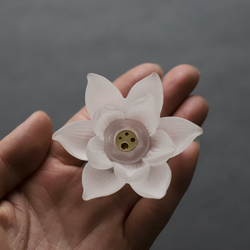 Buddha Stones Mini Lotus Liuli Crystal Healing Meditation Stick Incense Burner Decorations BS 6