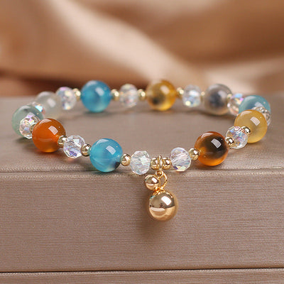 Buddha Stones Candy Agate Healing Harmony Bead Charm Bracelet Bracelet BS Colorful Candy Agate(Wrist Circumference 14-17cm)