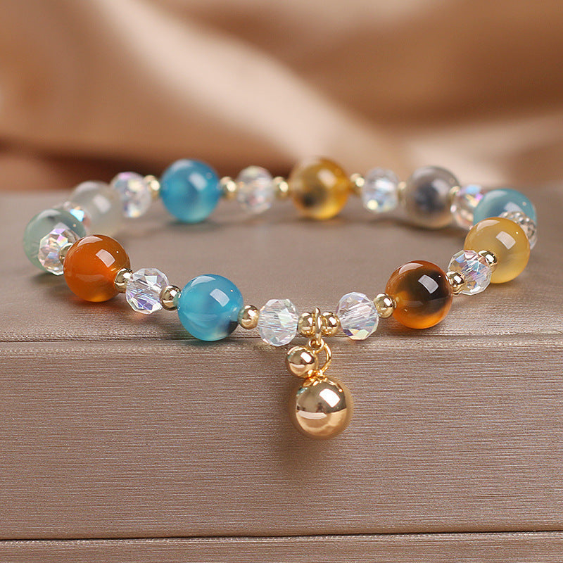 Buddha Stones Candy Agate Healing Harmony Bead Charm Bracelet Bracelet BS Colorful Candy Agate(Wrist Circumference 14-17cm)