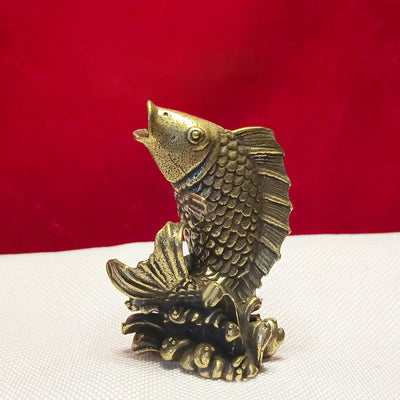 Buddha Stones Mini Small Frog Turtle Koi Fish Snail Crab Copper Wealth Home Decoration Decorations BS Koi Fish