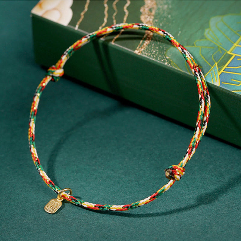 Buddha Stones Auspicious Fu Character Peace And Joy Luck Handmade Multicolored Child Adult Bracelet Bracelet BS 5