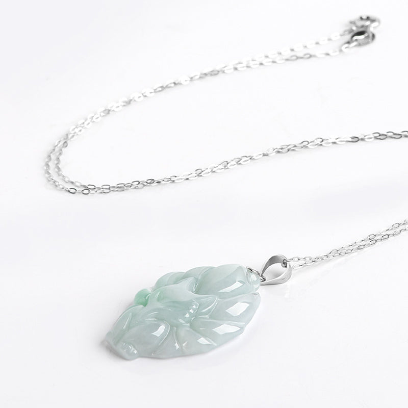 Buddha Stones Natural Jade Nine Tailed Fox Prosperity Titanium Steel Chain Necklace Pendant - image 4