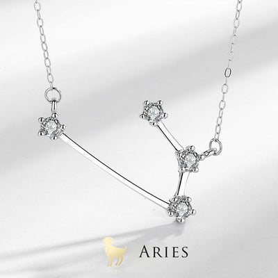 Collar Foviel de plata de ley 925 con las 12 constelaciones del zodiaco