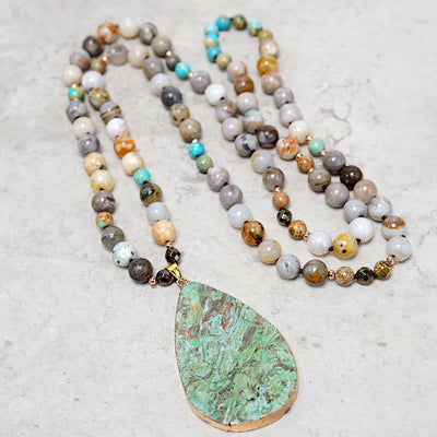 Buddha Stones Natural Ocean Picasso Jasper Beaded Healing Neckace Bracelet BS main
