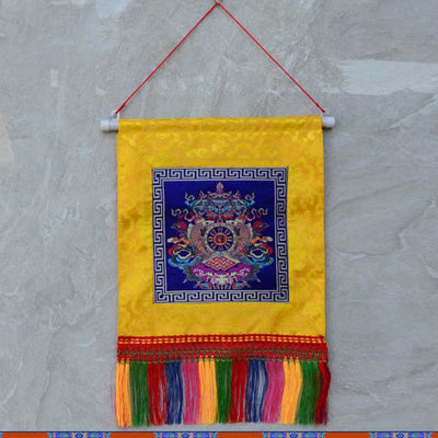 Buddha Stones Vajra Auspicious Symbols Spiritual Power Wall Art Wall Art BS 8 Auspicious Symbols Blue