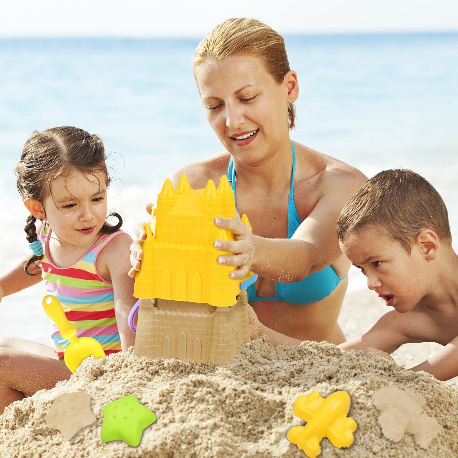 Fidtoy Beach Toy Set for Kids 3-10 with Buckets and Molds