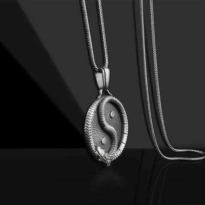 Buddha Stones Pure Tin Yin Yang Dragon Luck Strength Necklace Pendant Necklaces & Pendants BS 1