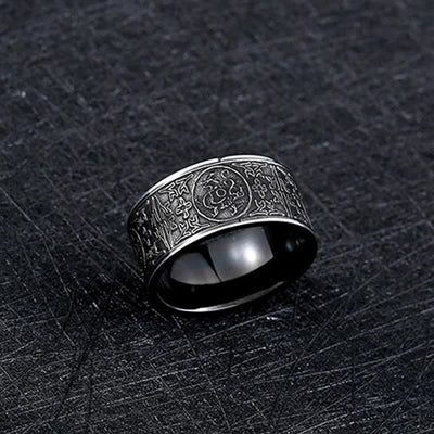 Buddha Stones Four Guardian Beast Dragon White Tiger Suzaku Basalt Carved Success Luck Ring Ring BS 7