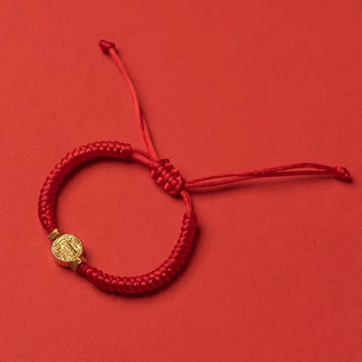 Buddha Stones Five Directions Gods of Wealth Handmade Reincarnation Knot Protection String Braid Bracelet Bracelet BS Normal Knot Bracelet(Wrist Circumference 14-18cm)