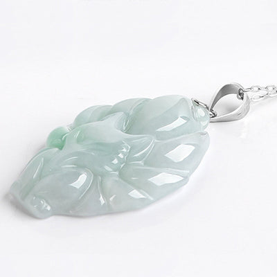 Buddha Stones Natural Jade Nine Tailed Fox Prosperity Titanium Steel Chain Necklace Pendant - image 6