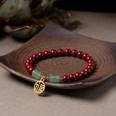 Buddha Stones Cinnabar Green Aventurine Luck Blessing Bracelet Bracelet BS 12mm
