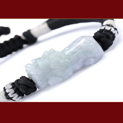 Buddha Stones Handmade Natural Jade PiXiu Luck Prosperity Braided String Bracelet Bracelet BS 6