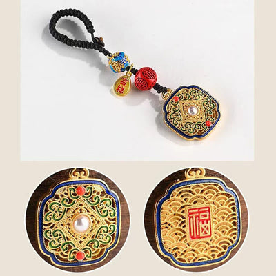 Buddha Stones Fu Character Blessing Ruyi Charm Key Chain Key Chain BS 8