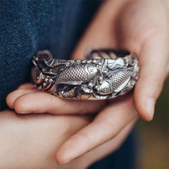 Buddha Stones Buddha Stones Koi Fish Lotus Luck Wealth Bracelet Bangle Bracelet Bangle BS Koi Fish(Luck♥Prosperity)