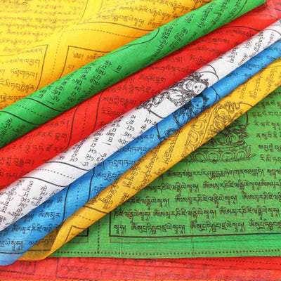 Buddha Stones Tibetan 5 Colors Windhorse Auspicious Outdoor 25 Pcs Prayer Flag TIBETAN PRAYER FLAGS buddhastoneshop 1
