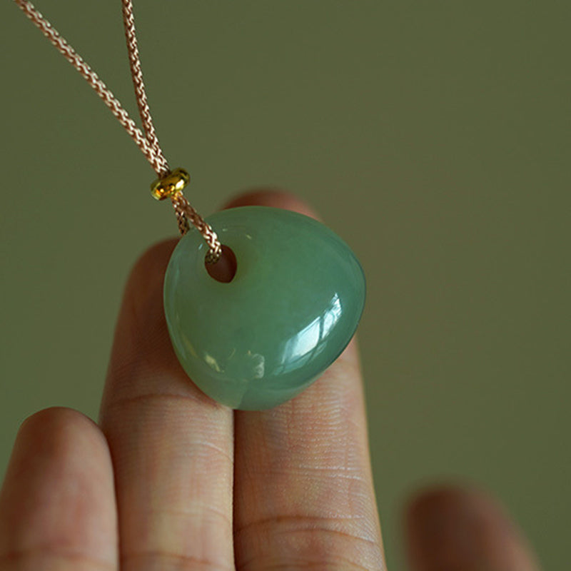 Buddha Stones Natural Jade Luck Prosperity Necklace Pendant (Random Color) Necklaces & Pendants BS 4