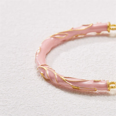 Buddha Stones Sun Stone Golden Silk Jade Lily of the Valley Charm Positive Bracelet Bangle Bracelet Bangle BS 11