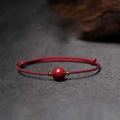Buddha Stones Natural Lucky Cinnabar Bead Blessing String Bracelet Anklet Bracelet BS 6