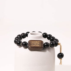 Buddha Stones Ebony Wood Scripture Engraved Peace Bracelet Bracelet BS Ebony Wood(Wrist Circumference 14-17cm)