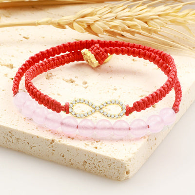 Buddha Stones Tibetan Handmade Lotus Pink Crystal Soothing Red String Bracelet (Extra 30% Off | USE CODE: FS30) Bracelet BS 2