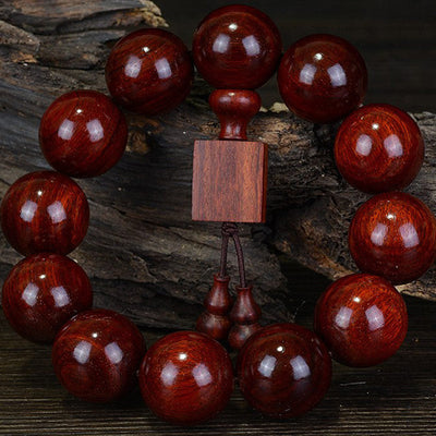 Bracelet de relaxation Foviel en bois de santal rouge à petites feuilles du Tibet