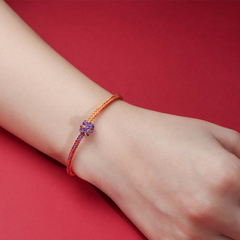 Buddha Stones Handcrafted Colorful Purple Gold Red Braid Rope Bracelet Bracelet BS 7
