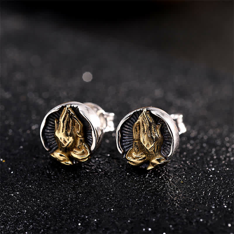Buddha Stones 925 Sterling Silver Namaste Equality Stud Earrings Earrings BS 9