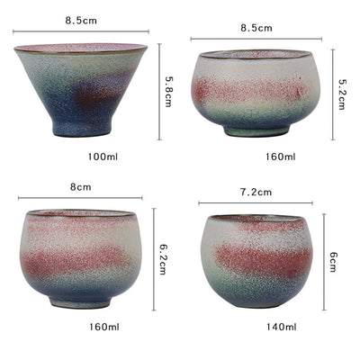 Buddha Stones Retro Red Gradient Kiln Change Ceramic Teacup Kung Fu Tea Cup Cup BS 11