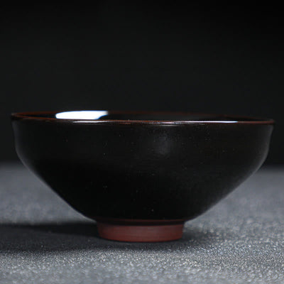 Buddha Stones Gold Maple Leaf Chinese Jianzhan Ceramic Teacup Tenmoku Kung Fu Tea Cup Bowl Jian Zhan Tea Cup BS 18
