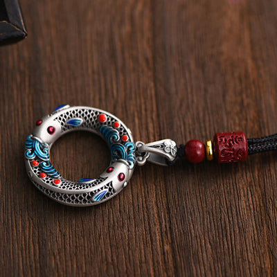 Buddha Stones Koi Fish Peace Buckle Copper Wealth Luck Necklace Pendant Necklaces & Pendants BS 4