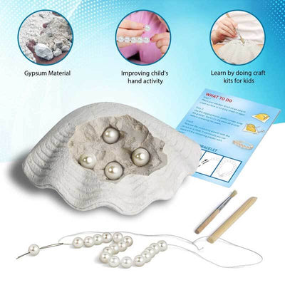 Fidtoy Seashell Excavation Kit for Kids 3+ – STEM Learning & DIY Pearl Bracelet Activity