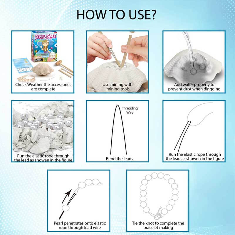 Fidtoy Seashell Excavation Kit for Kids 3+ – STEM Learning & DIY Pearl Bracelet Activity
