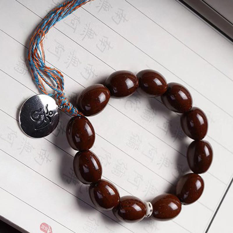Buddha Stones Tibetan Natural Purple Gold Rat OM Chinese Zodiac Nine Palaces Eight Diagrams Charm Wealth Bracelet Bracelet BS 3