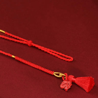 Buddha Stones Natural Cinnabar Dragon Blessing Red String Belly Chain Belly Chain BS 9
