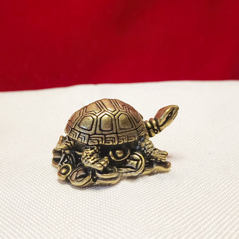 Buddha Stones Mini Small Frog Turtle Koi Fish Snail Crab Copper Wealth Home Decoration Decorations BS Copper Coin Turtle