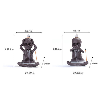 Buddha Stones Little Skull Ghost Purple Clay Backflow Smoke Fountain Peace Incense Burner Decoration Incense Burner BS 15
