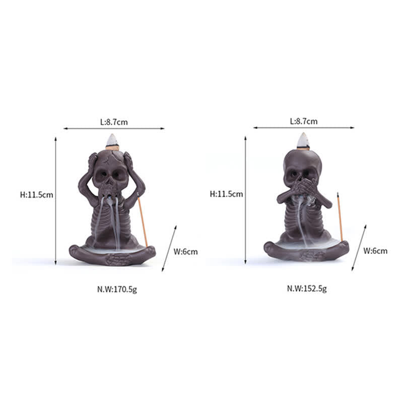 Buddha Stones Little Skull Ghost Purple Clay Backflow Smoke Fountain Peace Incense Burner Decoration Incense Burner BS 15